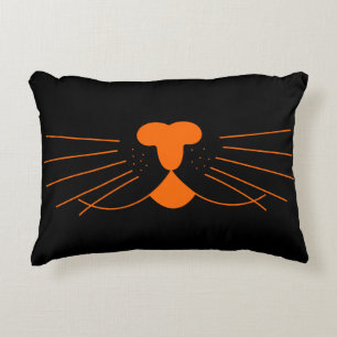 Halloween Black Orange Cat Face Party Decorative Cushion