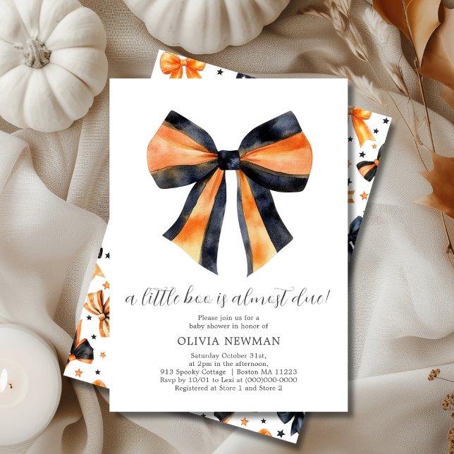 Halloween Black Orange Coquette Bow Baby Shower Invitation (Creator Uploaded)