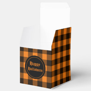 Halloween Black Orange Gingham Check Pattern Favour Box