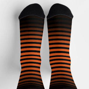 Halloween Black orange horizontal stripes ombre Socks