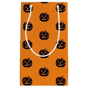 Halloween black orange jack o lantern pattern cute small gift bag