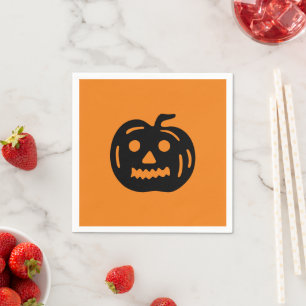 Halloween black orange jack o lantern spooky paper napkin
