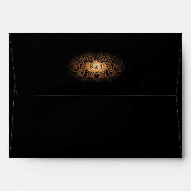 Halloween Black & Orange Matching Wedding Envelope (Back (Top Flap))