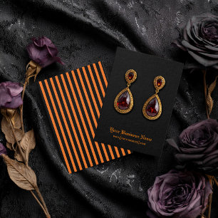 Halloween Black Orange Stripe Earring Display Card