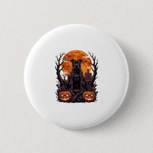Halloween Black Pitbull Throne Pumpkins Full Moon_ 6 Cm Round Badge