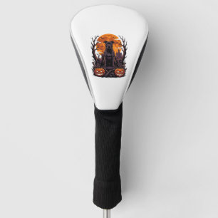 Halloween Black Pitbull Throne Pumpkins Full Moon_ Golf Head Cover