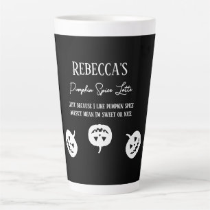 Halloween Black Pumpkin Spice Sweet or Nice Latte Mug