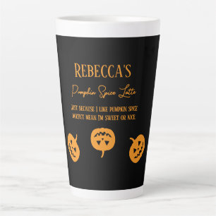 Halloween Black Pumpkin Spice Sweet or Nice Latte Mug