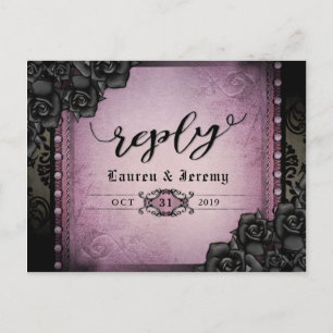 Halloween Black & Purple Gothic Reply PostCard