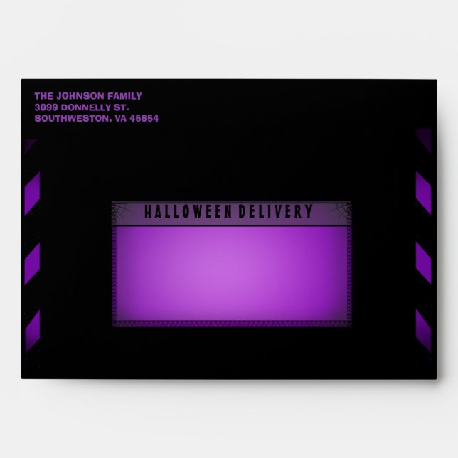 Halloween Black & Purple Halloween Party Envelope (Front)