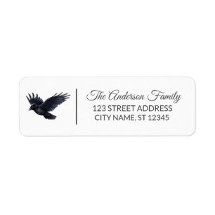 Halloween Black raven crow Custom Family Name Return Address Label