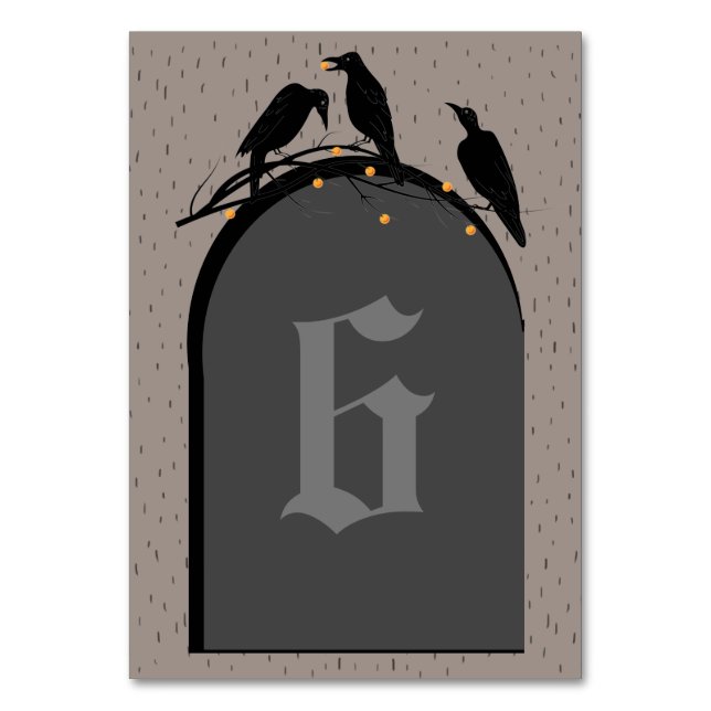 Halloween Black Ravens Spooky Table Number (Front)