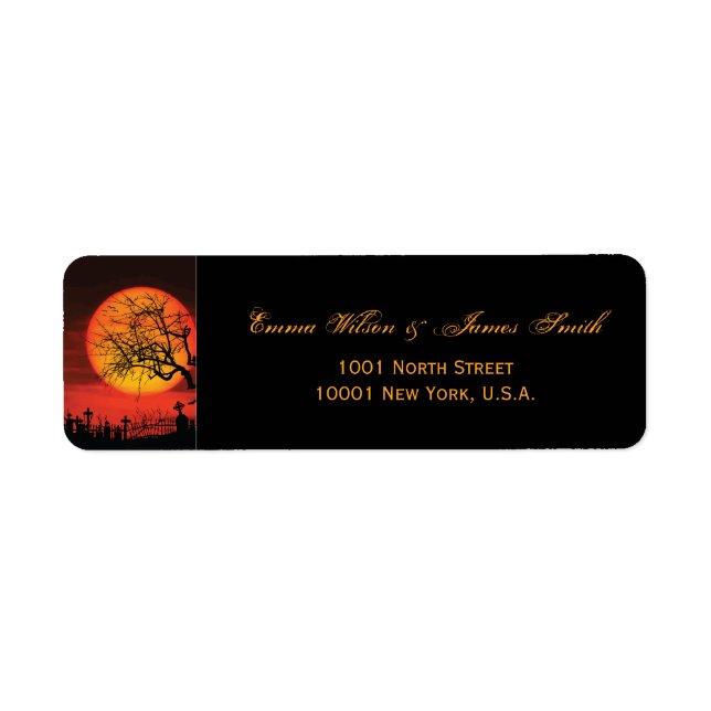 Halloween Black Return Address Labels (Front)