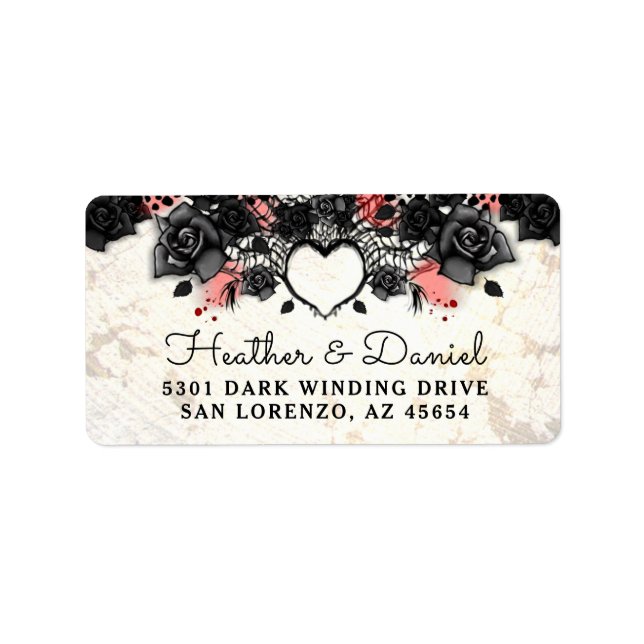 Halloween Black Rose Creme Background Address Labe Label (Front)