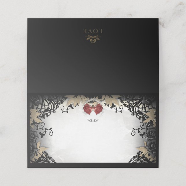 Halloween Black Rose Elegant Blank Place Card (Outside Unfolded)