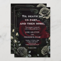 Halloween Black Rose Gothic Wedding Invitation