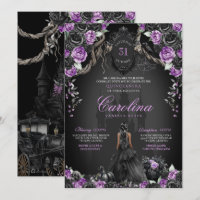 Halloween Black Rose Purple Princess Quinceanera