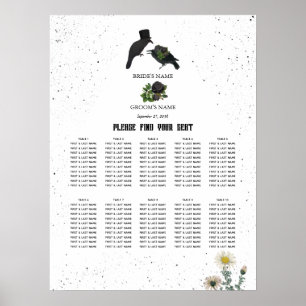 Halloween Black Roses Crows Wedding Seating Chart