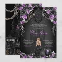 Halloween Black Roses Purple Princess Quinceanera