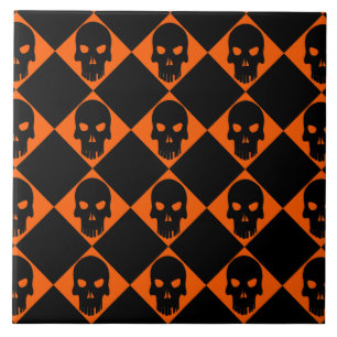 Halloween Black Skull Ceramic Tile