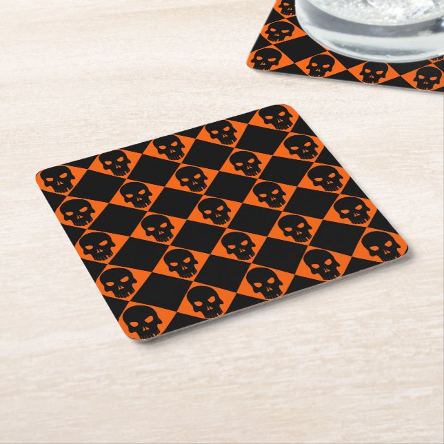 Halloween Black Skulls Coaster (Angled)