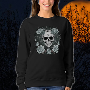 Halloween Black Skulls & Roses Spooky Sweatshirt