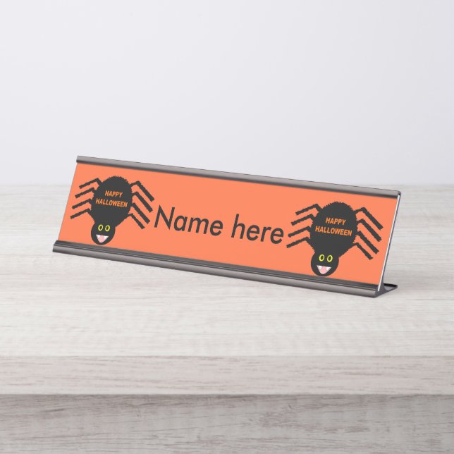 Halloween Black Spider Custom Desk Sign (Front)