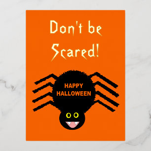Halloween Black Spider Custom Foil Holiday Postcard