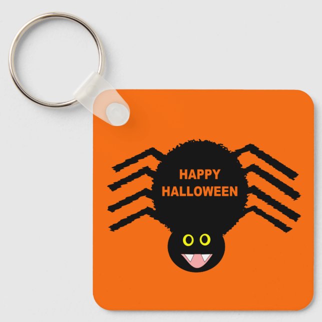 Halloween Black Spider Custom Key Ring (Front)
