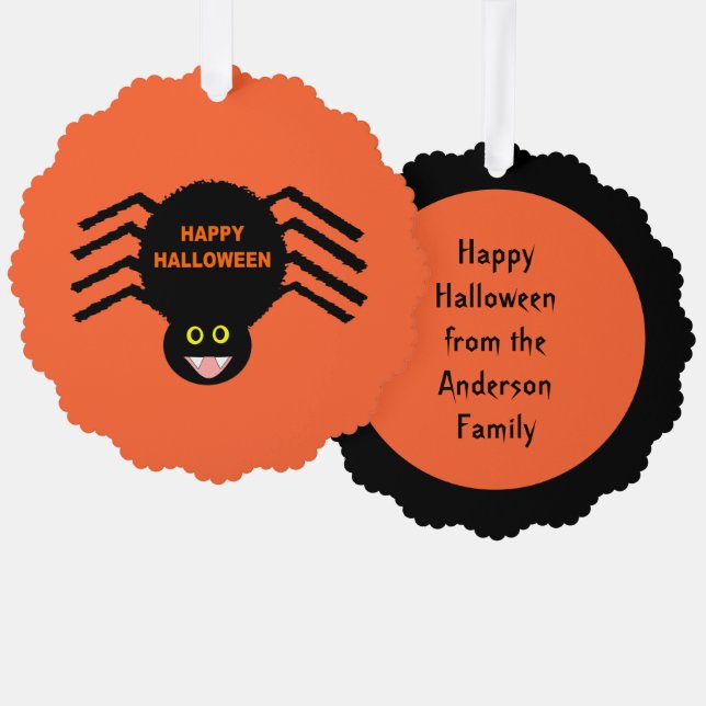 Halloween Black Spider Custom Tree Decoration Card (Front/Back)