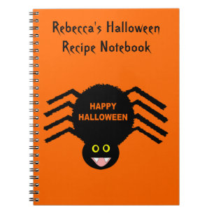 Halloween Black Spider Customisable Recipe Noteboo Notebook