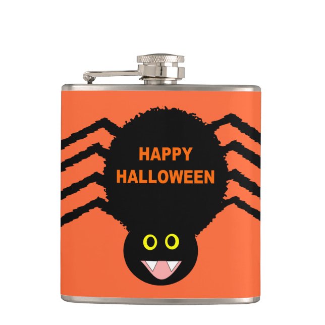Halloween Black Spider Flask (Front)