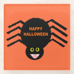 Halloween Black Spider Glass Coaster