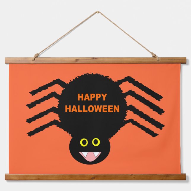 Halloween Black Spider Hanging Tapestry (Front)