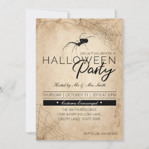 Halloween Black Spider Invitation
