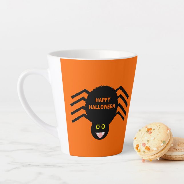 Halloween Black Spider Latte Mug (In Situ)