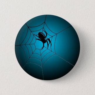 Halloween Black Spider on Web 6 Cm Round Badge