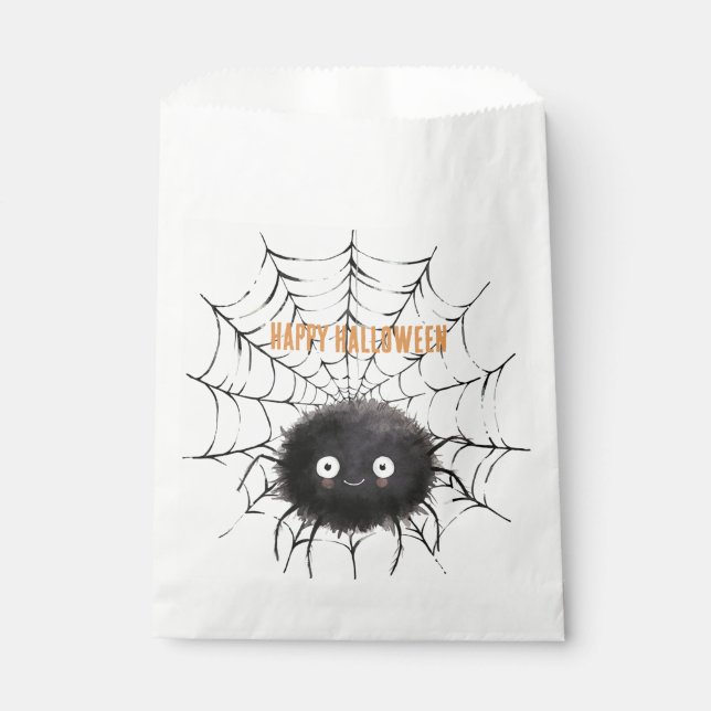 Halloween Black Spider on Web Favour Bag (Front)