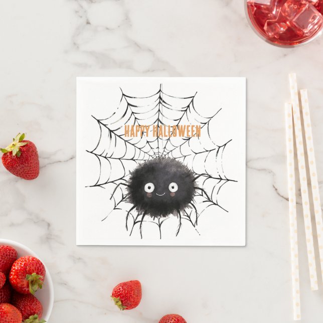 Halloween Black Spider on Web Napkin (Insitu)