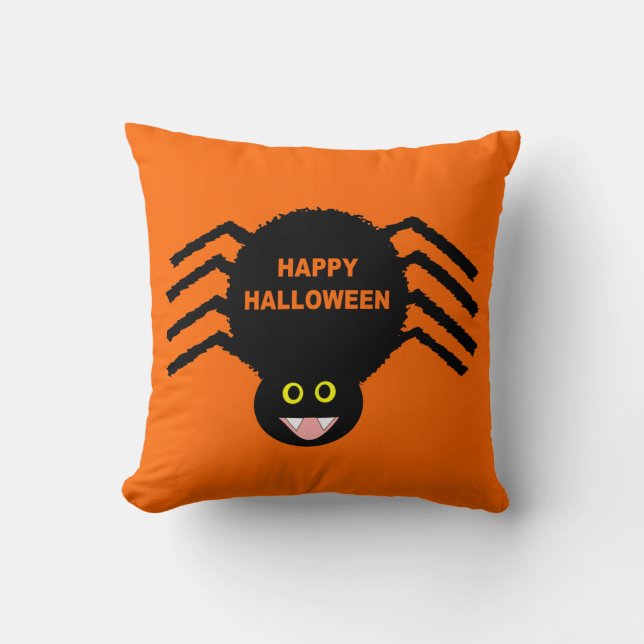 Halloween Black Spider Pillow (Front)