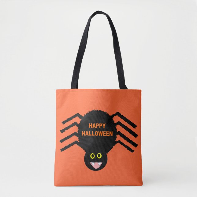 Halloween Black Spider Tote Bag (Front)