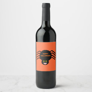 Halloween Black Spider Wine Bottle Labels