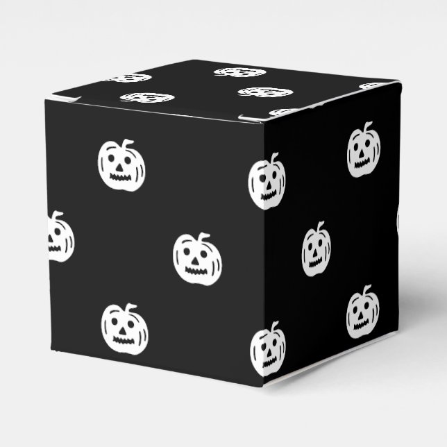 Halloween black white jack o lantern pattern cute favour box (Front Side)