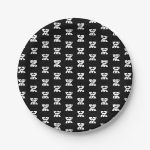 Halloween black white jack o lantern pattern paper plate