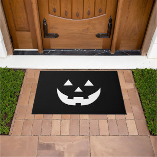 Halloween black white Jack o lantern pumpkin cute  Doormat