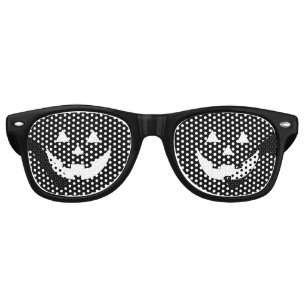 Halloween black white Jack o lantern pumpkin face Retro Sunglasses