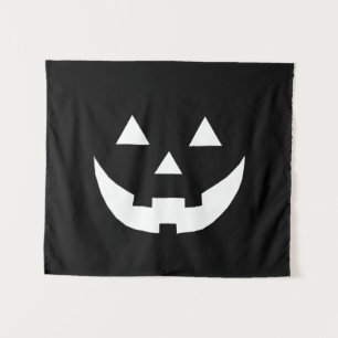 Halloween black white Jack o lantern scary Tapestry