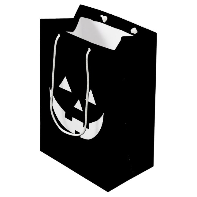 Halloween black white Jack o lantern scary treat Medium Gift Bag (Front Angled)
