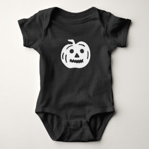 Halloween black white pumpkin jack o lantern baby bodysuit