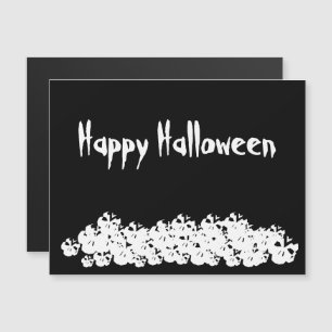 Halloween black white skulls pile custom magnet